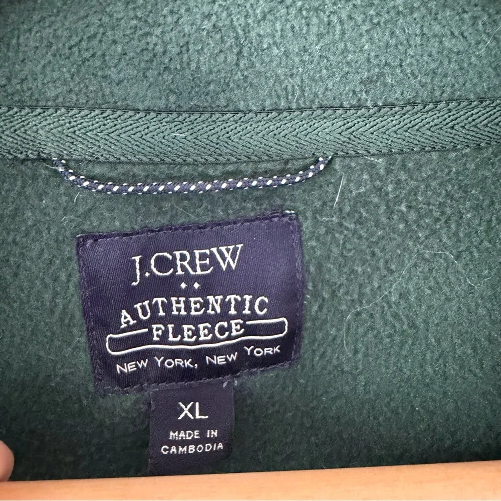 J. Crew Factory Green and Navy Zip-Up Sweater - Picture 2 of 4